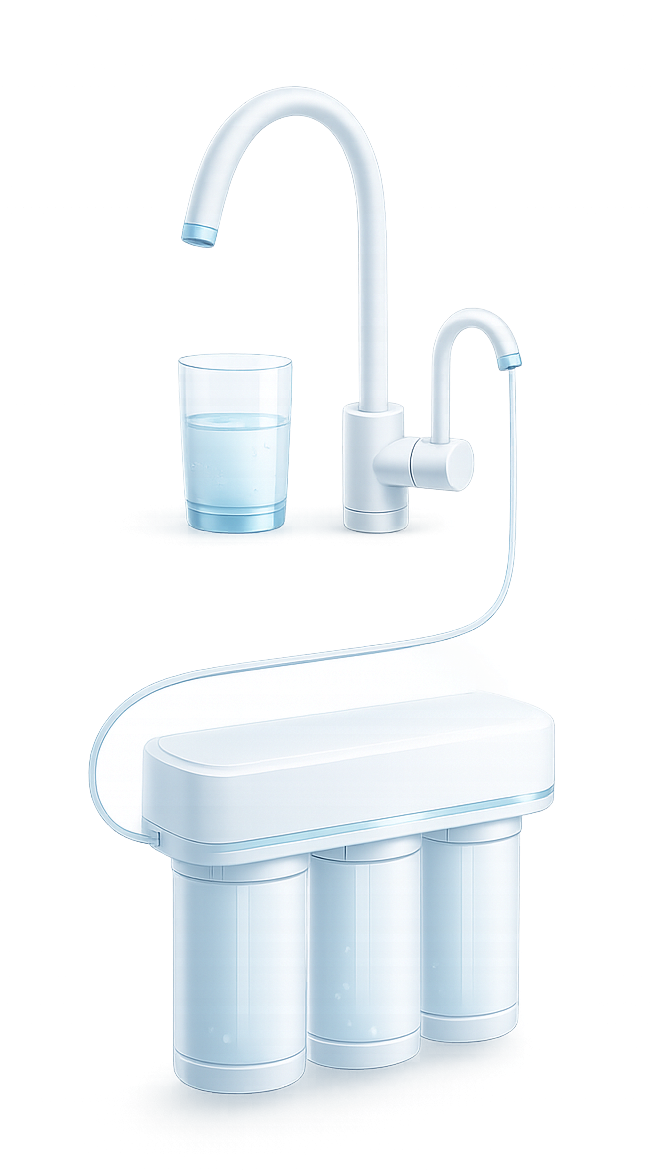 Residential reverse osmosis filtration illustration