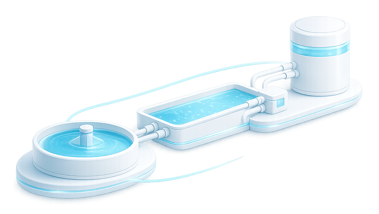 Illustration of a water reuse plant system